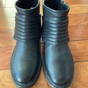 Burberry leather motorcycle boots.